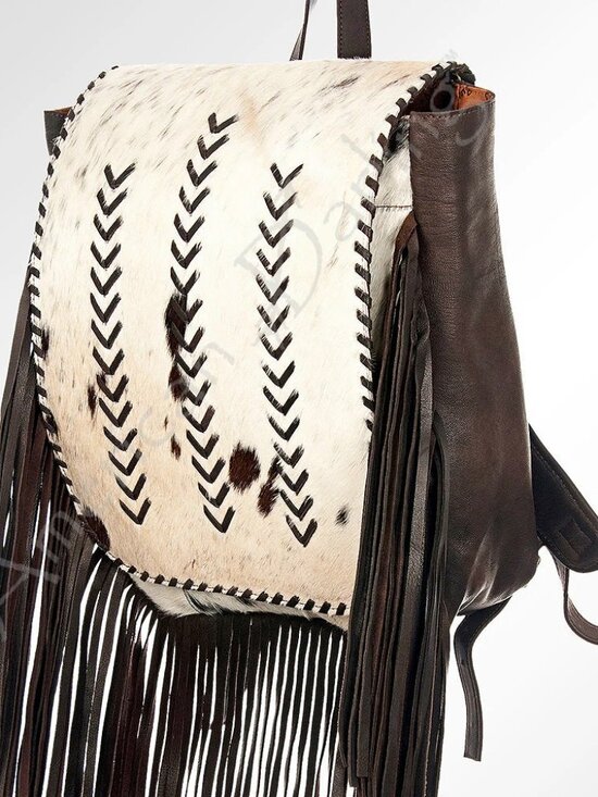 American Darling Boho Cowhide Whipstich Fringe Backpack main image 4